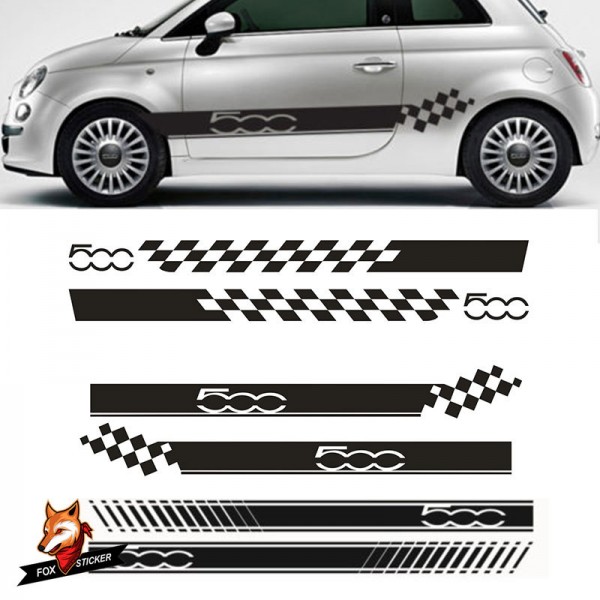 2 Side Stripe Sticker Abarth Racing Graphic Vinyl Car Stickers and Decals Car Accessories FOR FIAT 500 DECALS